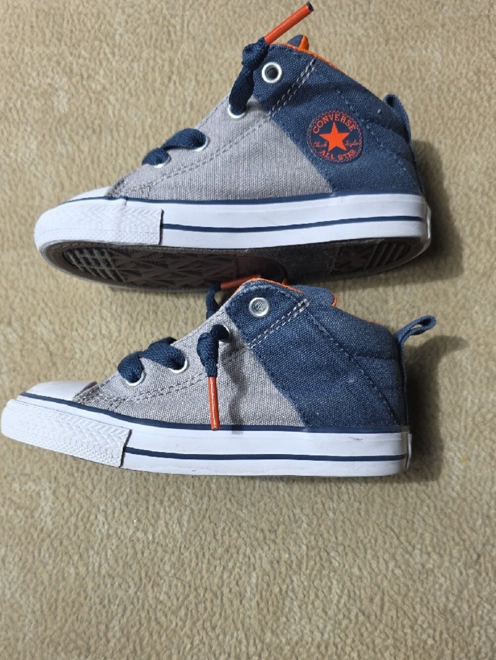 Converse Kids Gray and Navy High-Top Sneakers with Orange Lining Item#1065 - Picture 9 of 9